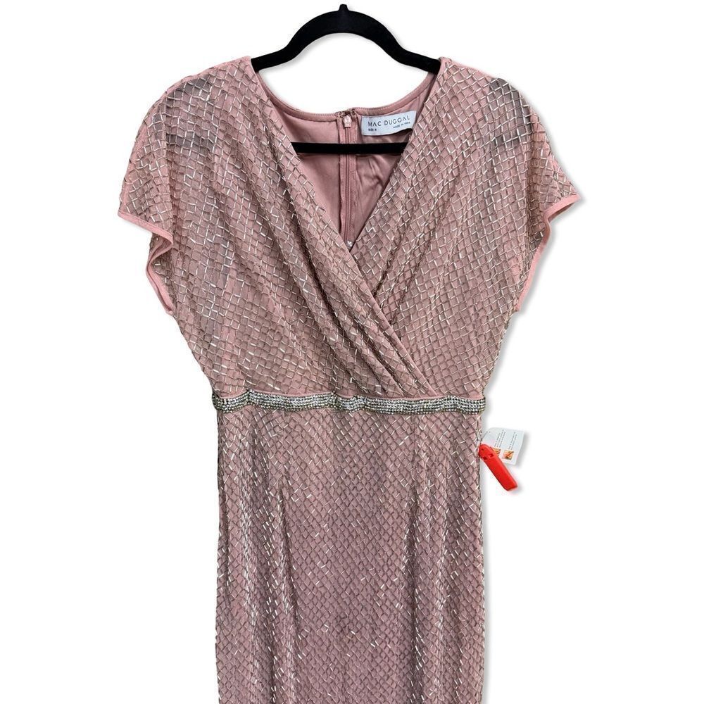 Mac Duggal 93787 beaded rose lattice Pink Midi Dress evening gown NWT $598 sz 8 - Picture 4 of 9